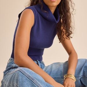 Altar’d State Sleeveless Turtleneck Sweater - Blue